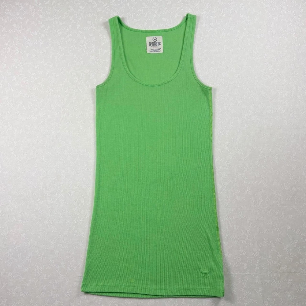 2000s Victoria's Secret PINK Lime Green Ribbed Tank — Size S